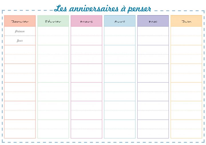 Un Petit Mémo Utile Pour Noter Les Anniversaires De Nos à Calendrier Des Anniversaires À Imprimer