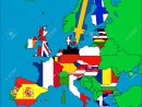 Une Carte De L'europe Avec Tous Les Pays Membres De L'ue Représentés Par  Leurs Drapeaux. avec Tout Les Pays D Europe