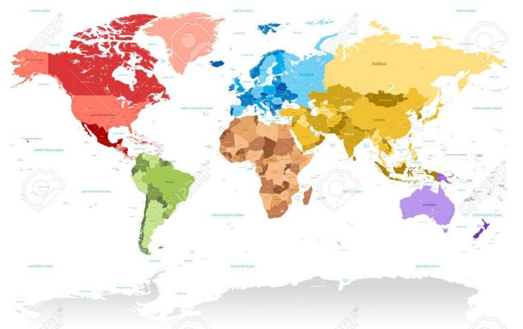 Une Carte Très Très Détaillée Vecteur Du Monde, Avec Tous Les Pays, Les  Capitales, Et De Nombreux Noms De Ville, Le Tout Organisé Avec Des Couches serapportantà Carte Du Monde Avec Capitale