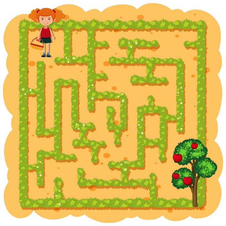 Une Fille Cueillant Un Jeu De Labyrinthe De Fruits dedans Jeux De Labyrinthe Gratuit