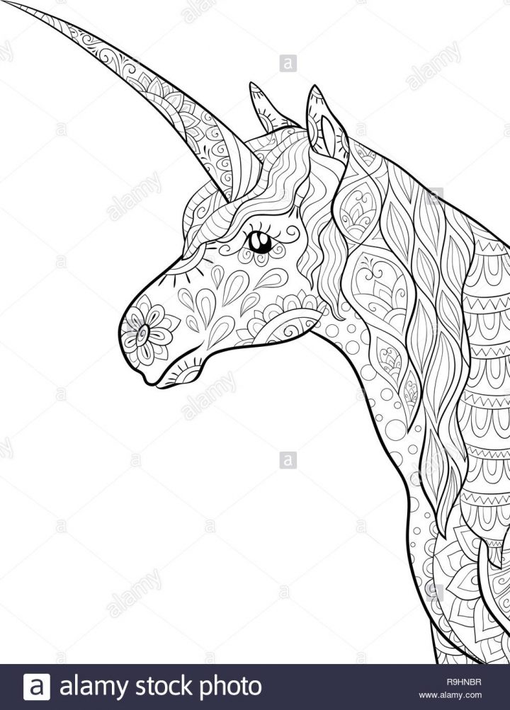 Une Jolie Licorne D'ornements De Droit Pour L'activité De tout Livre De Coloriage À Imprimer