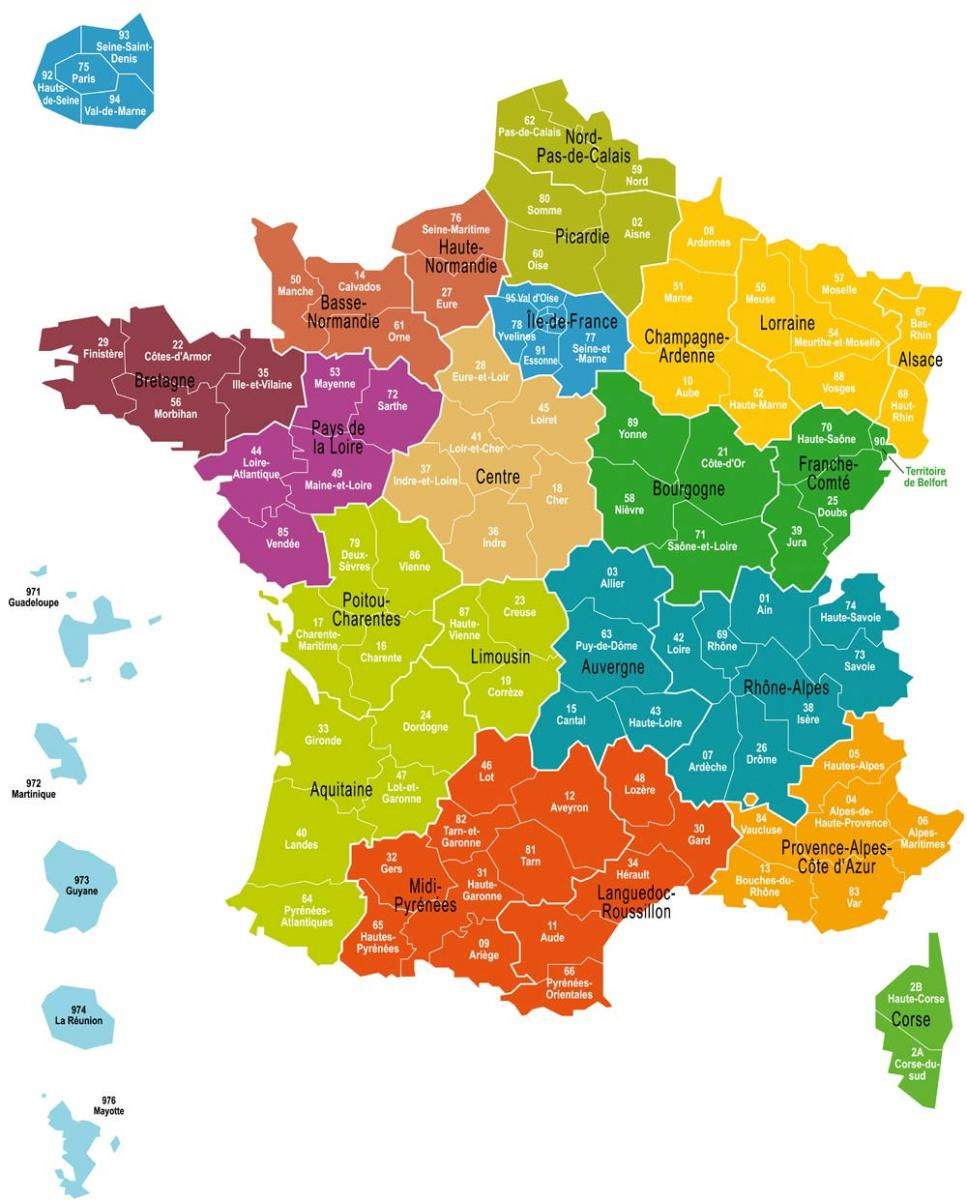 Une Nouvelle Carte De France À 13 Grandes Régions pour Carte Departement Numero