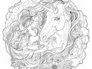 Unicorn And Girl In The Clouds - Mandalas With Characters destiné Mandala Fée