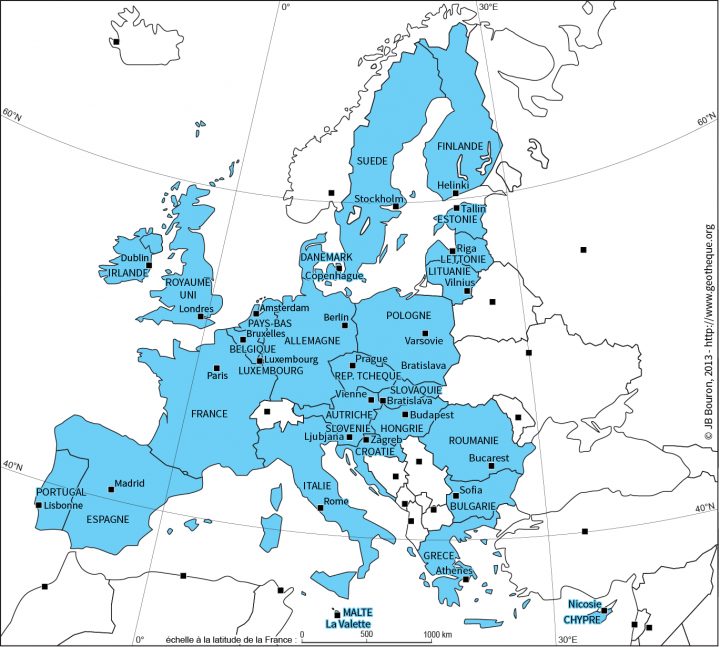 Union Européenne | Collège Cité Narbonne avec Carte De L Europe Avec Capitale