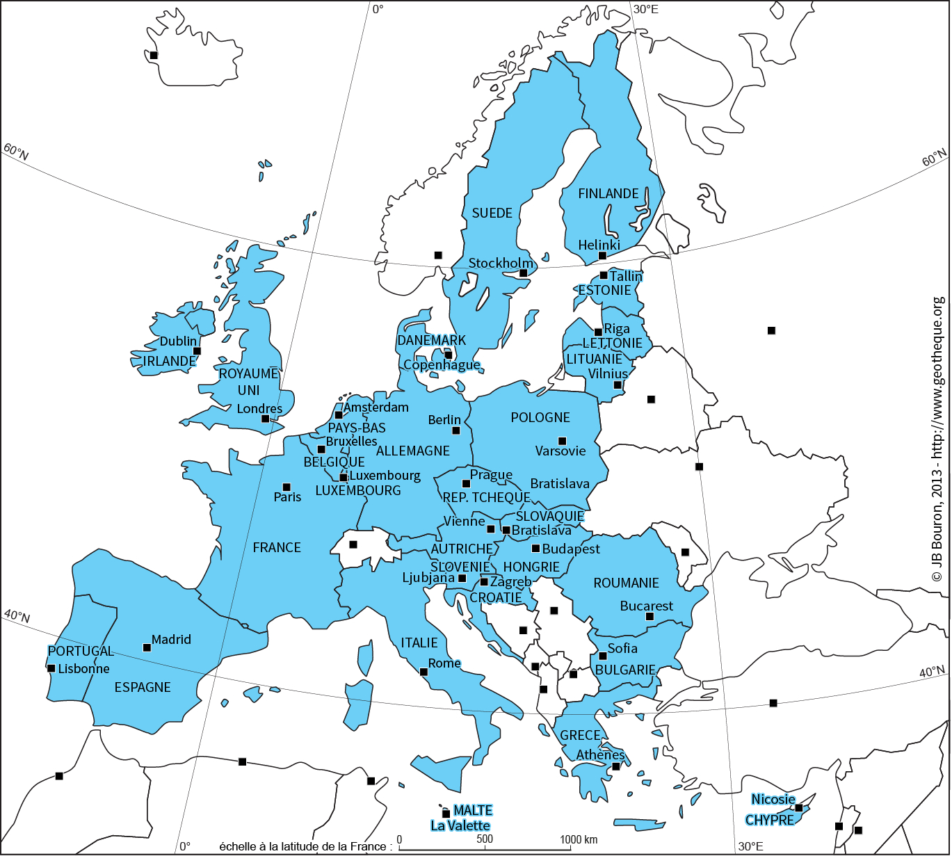 Union Européenne | Collège Cité Narbonne avec Carte De L Europe Avec Capitale 