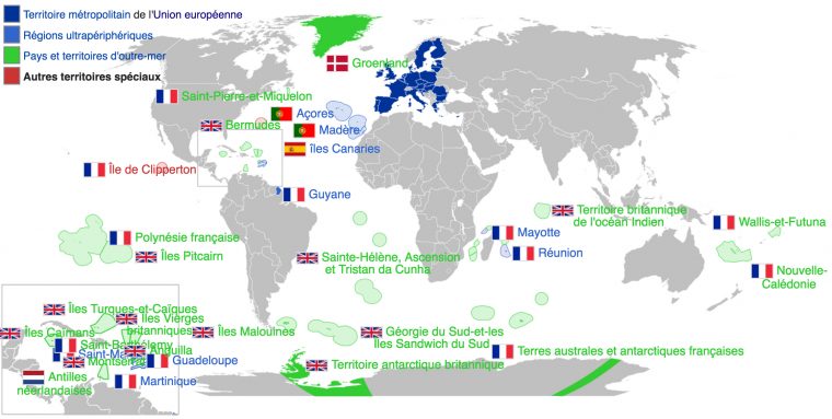 Union Européenne – Territoires Périphériques Associés à Carte Pays Union Européenne