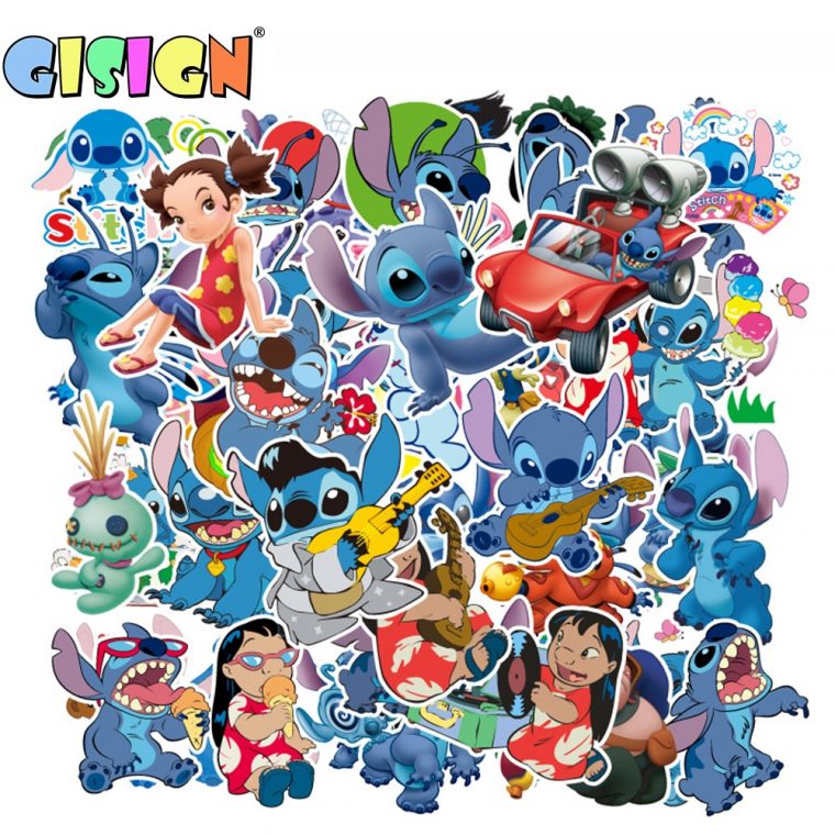 Us $1.9 30% Off|55Pcs Cartoon Lilo Stitch Anime Stickers On The Laptop Kids  Stickers For Luggage Car Motorcycle Skate Suitcase Scrapbook encequiconcerne Lilo Et Stitch Dessin Animé