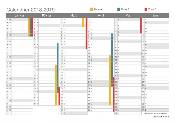 Vacances Scolaires 2018-2019 – Dates – Icalendrier destiné Calendrier 2018 Avec Jours Fériés Vacances Scolaires À Imprimer