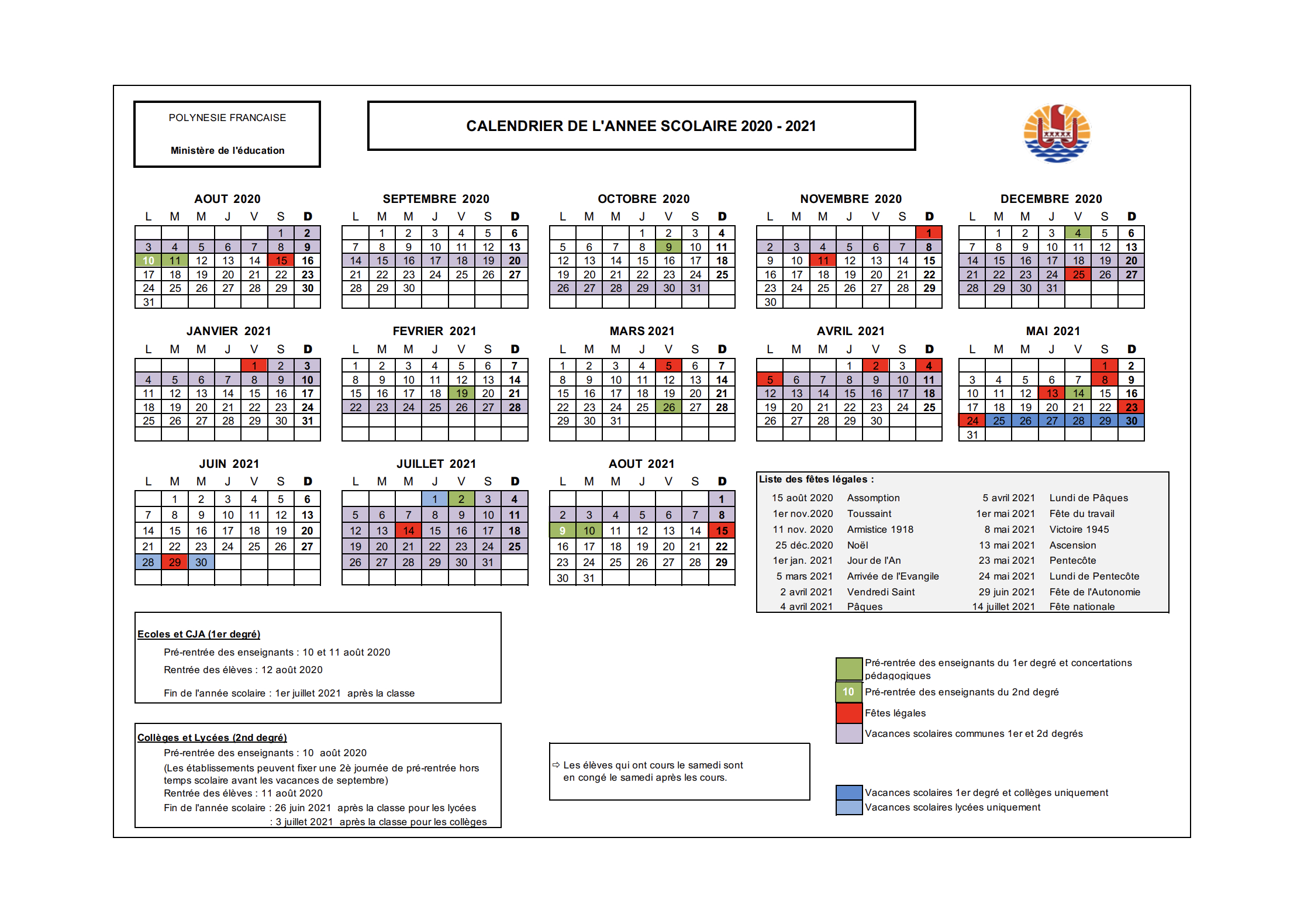 Vacances Scolaires Polynésie 2020 | Bio Mind Share dedans Calendrier 2019 Avec Jours Fériés Vacances Scolaires À Imprimer 