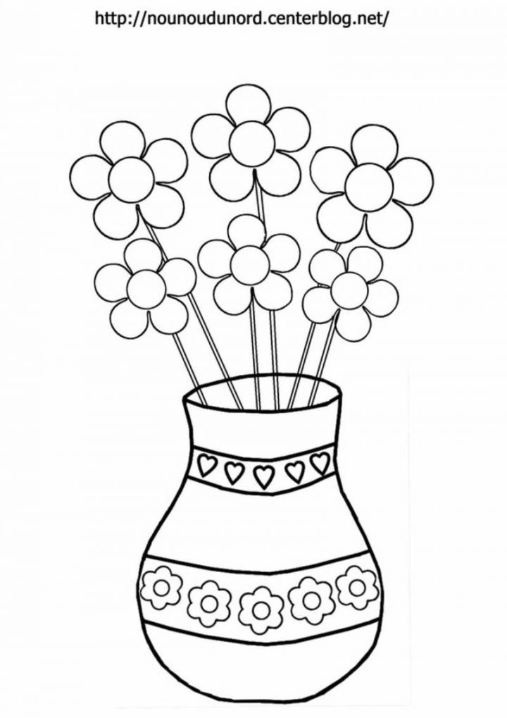 Vase En Coloriage En Couleur Et Pour Es Gommettes concernant Dessin A Colorier De Fleur