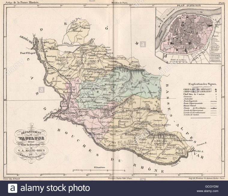 Vaucluse. Carte Du Département. Plan D'avignon. Malte-Brun à Département 13 Carte