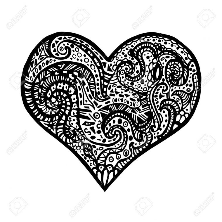 Vector Illustration De Coeur De Dessin À La Main. Carte Pour La Saint  Valentin. Symbole De L'amour. Vector Heart Style Zentangle. intérieur Dessin Pour La Saint Valentin