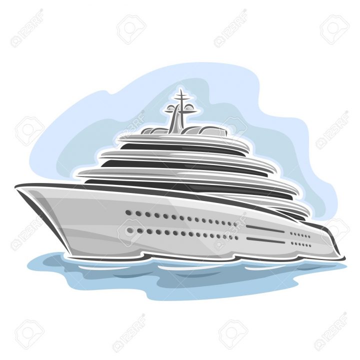 Vector Illustration D'un Grand Mega Yacht, Composé De Croisière Dessin  Animé Paquebot De Luxe Bateau, Flottant Sur Les Vagues De La Mer Océan Gros encequiconcerne Paquebot Dessin