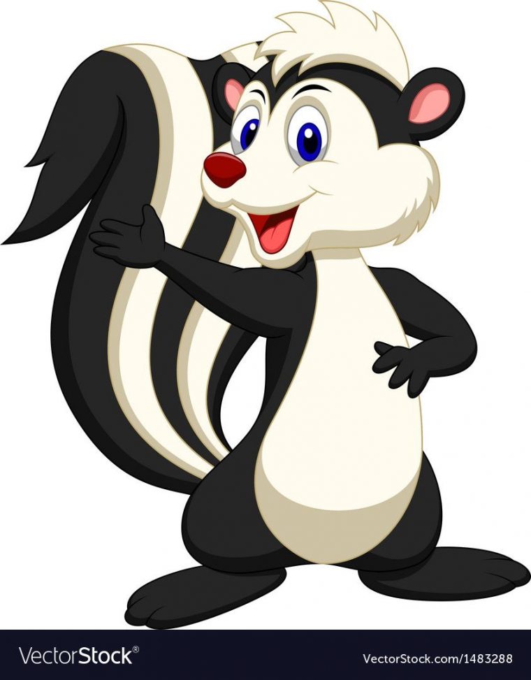 Vector Illustration Of Cute Skunk Cartoon Waving Hand tout Dessin Moufette