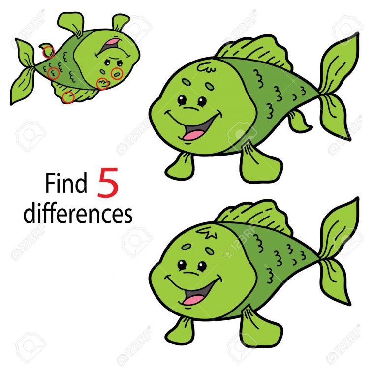 Vector Illustration Of Kids Puzzle Educational Game Find 5 Differences For  Preschool Children pour Les 5 Differences