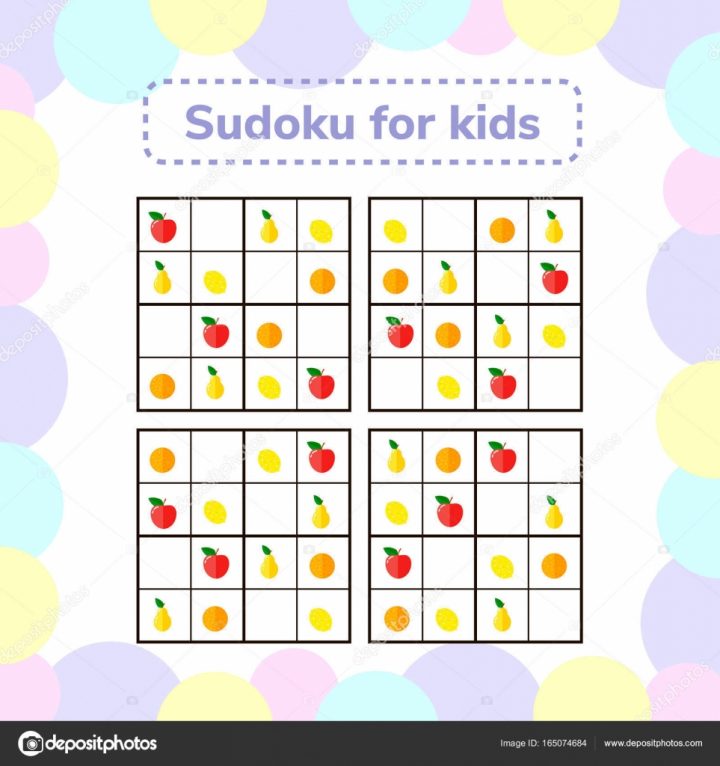 Vector Illustration. Sudoku Game For Children With Pictures tout Sudoku Pour Enfant