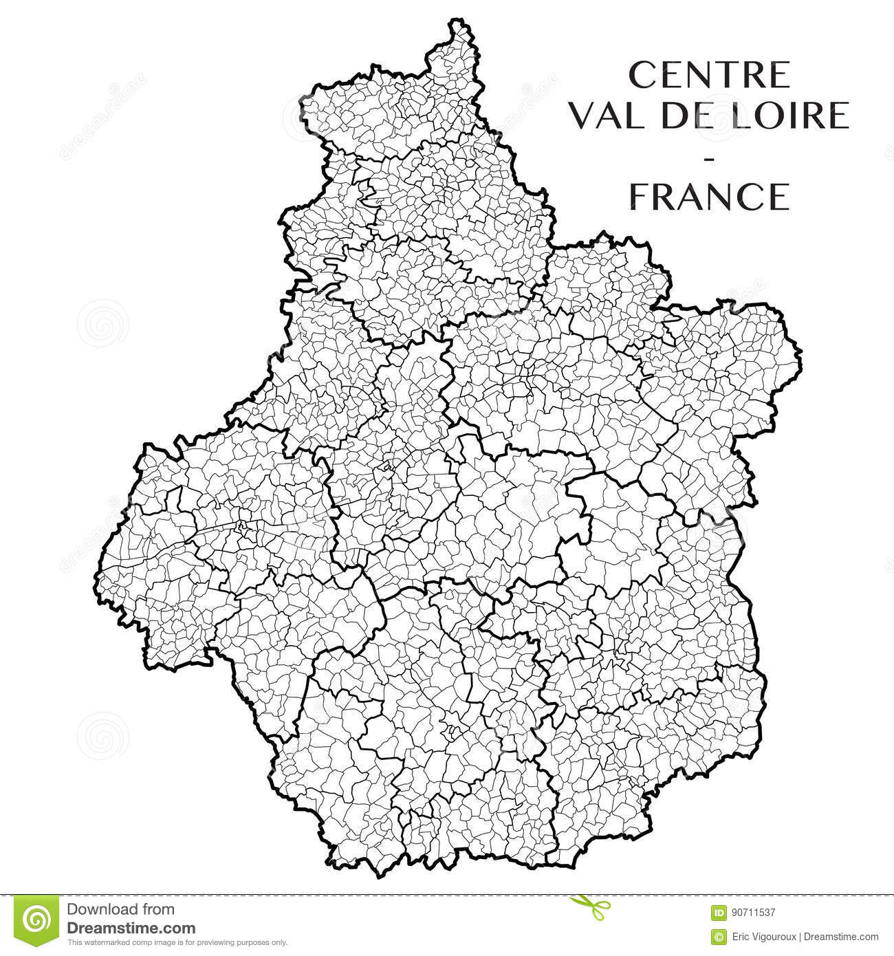 Vector Map Of The Region Centre Val De Loire, France Stock concernant R2Gion France 