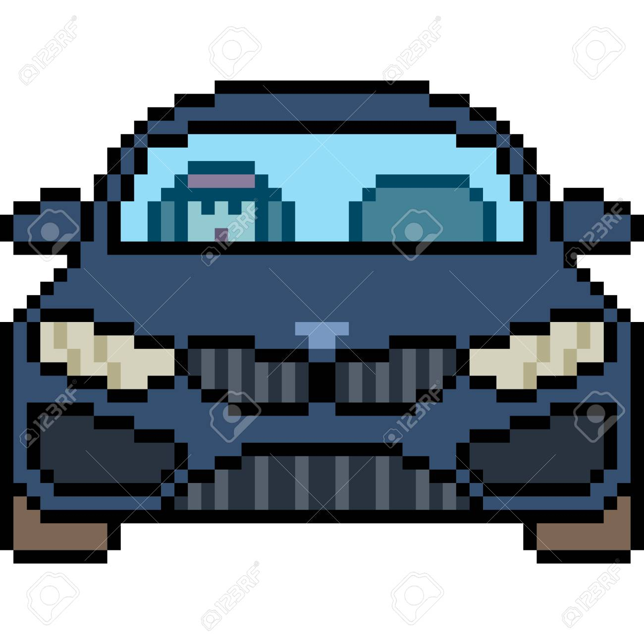 Vector Pixel Art Car Front Isolated intérieur Voiture Pixel Art