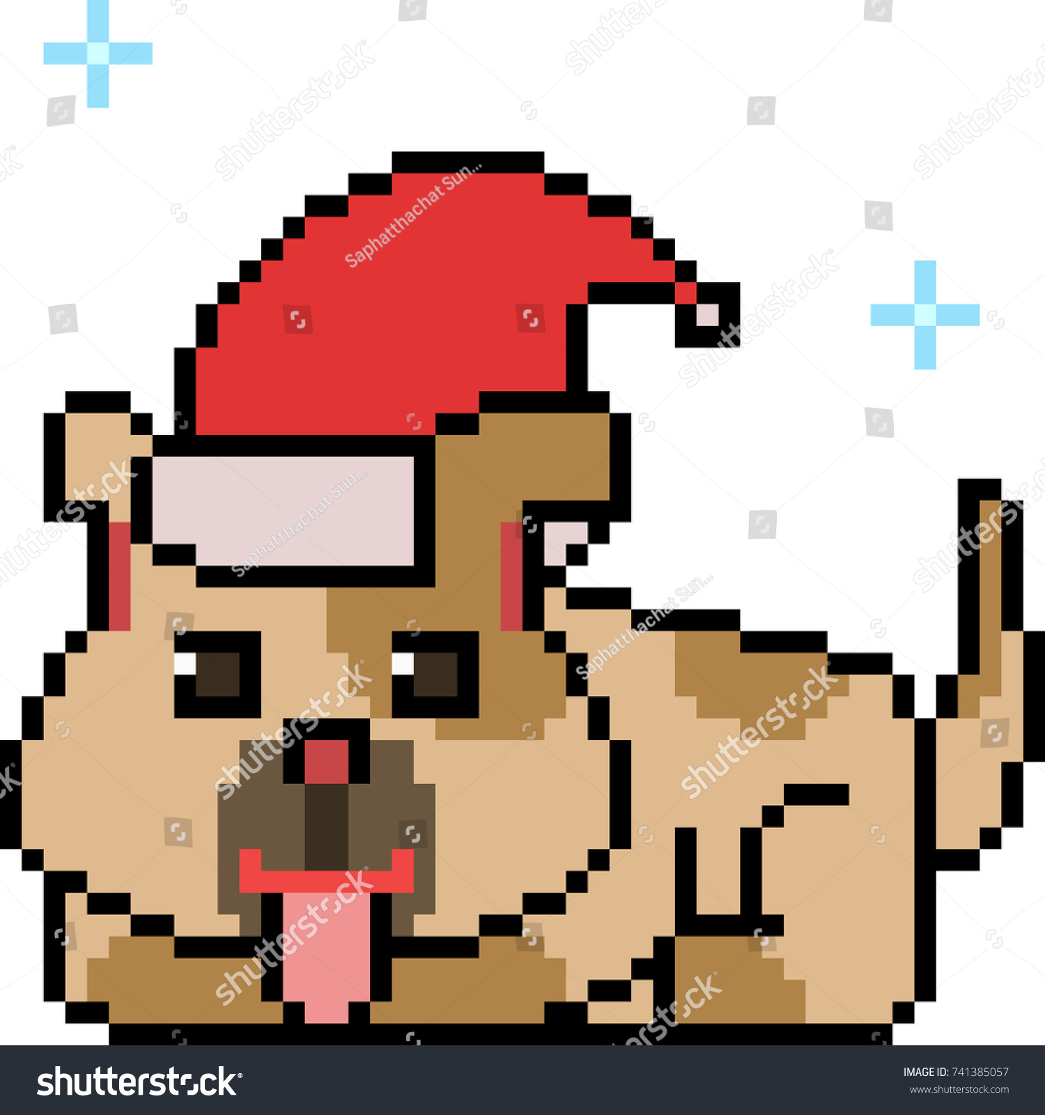 Vector Pixel Art Christmas Dog Isolated Stok Vektör destiné Pixel Art De Noël