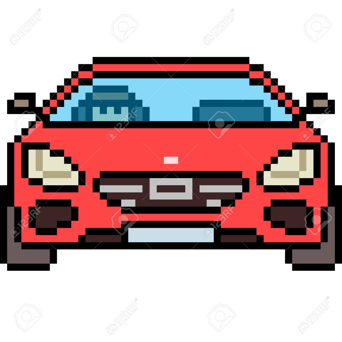 Vector Pixel Art Of A Car In Front View Isolated avec Voiture Pixel Art