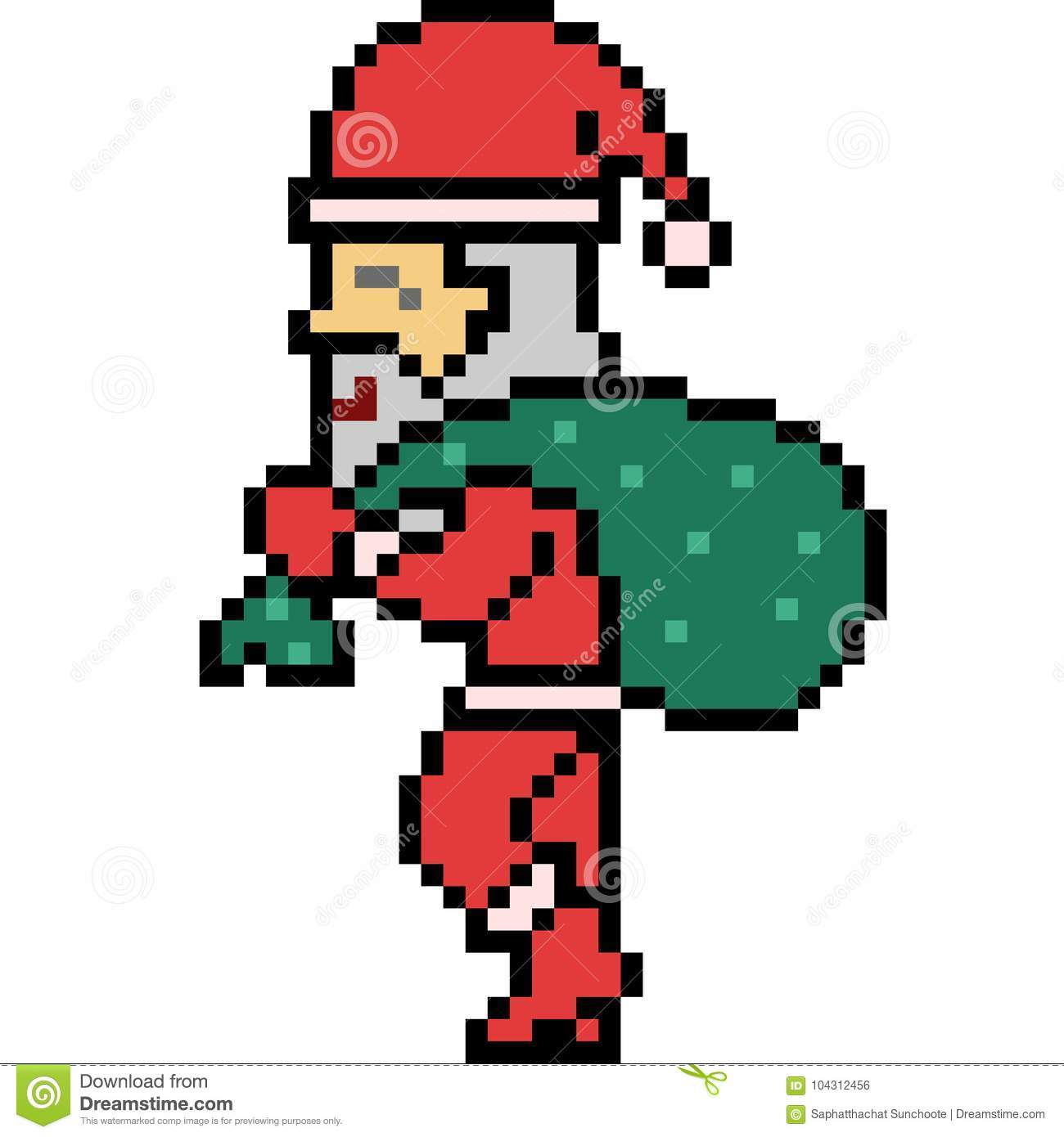 Vector Pixel Art Santa Claus Stock Vector - Illustration Of intérieur Pixel Art Pere Noel
