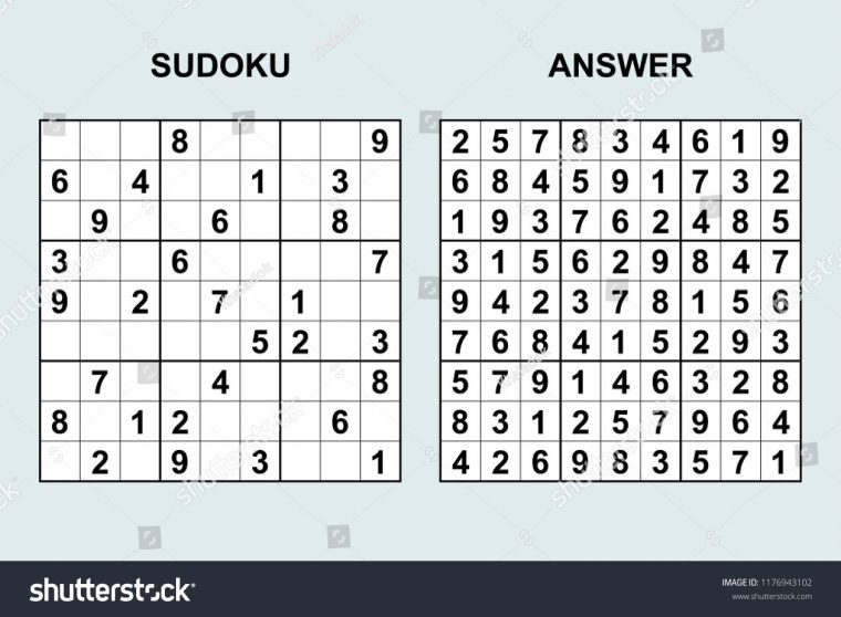 Vector Sudoku With Answer 171. Puzzle Game With Numbers concernant Sudoku Junior À Imprimer