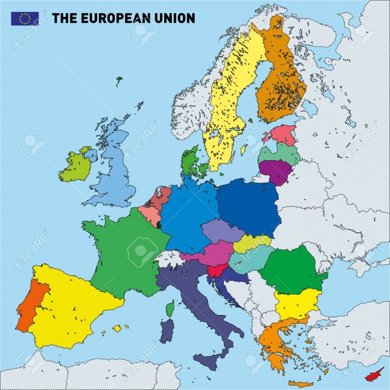 Vector Très Détaillée Carte Politique De L'union Européenne Avec Des  Drapeaux Et Capitales. Tous Les Éléments Sont Séparés Dans Des Couches encequiconcerne Capitale Union Européenne