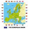 Vector Très Détaillée Carte Politique De L'union Européenne Avec Des  Drapeaux Et Capitales. Tous Les Éléments Sont Séparés Dans Des Couches intérieur Les Capitales De L Union Européenne