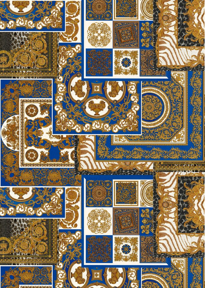 Versace Papier Peint À Imprimé Découpage Bleu – Home Collection | Boutique  En Ligne France intérieur Decoupage A Imprimer