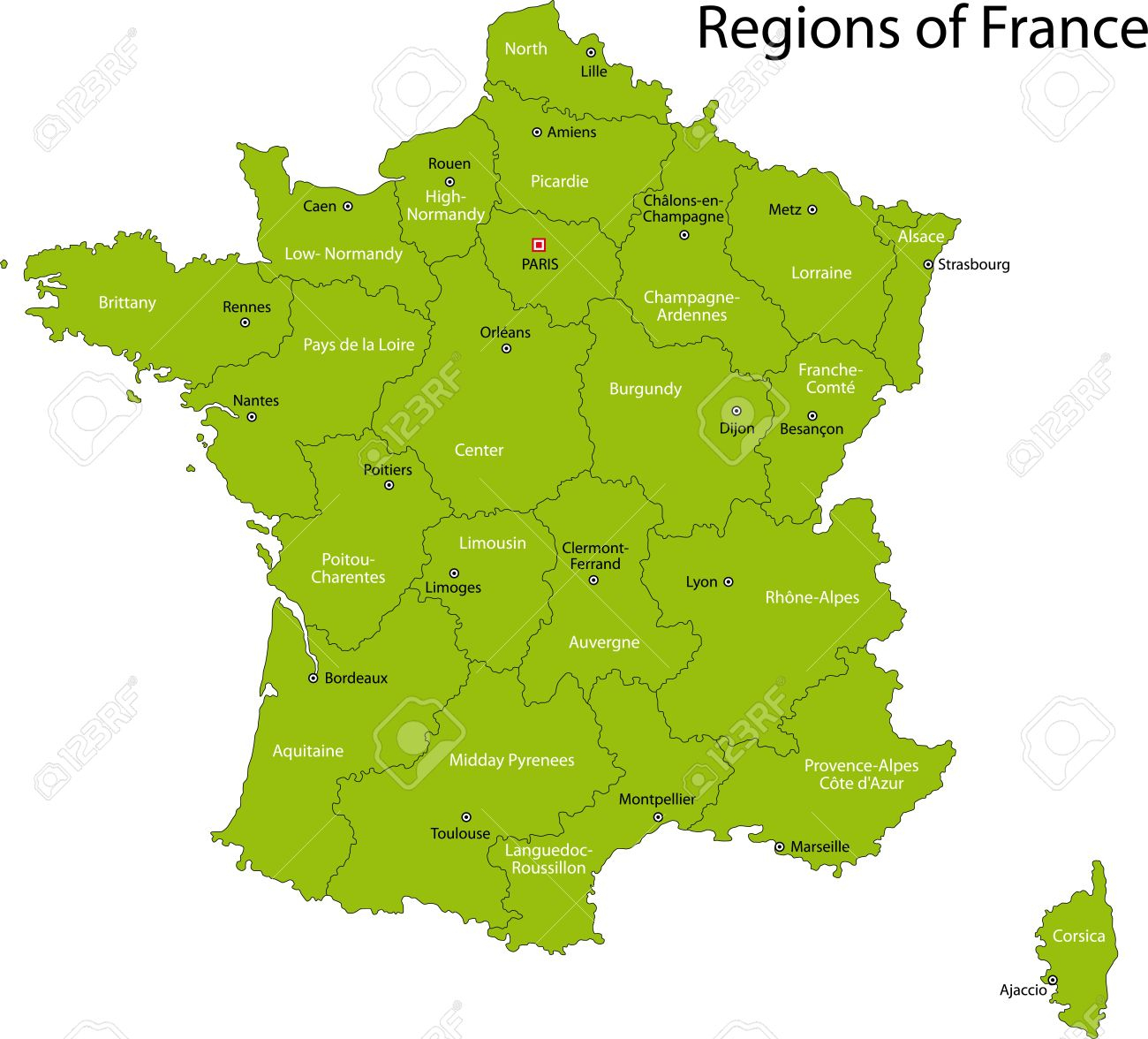 Carte De France Régions Et Villes Principales - Carte ...