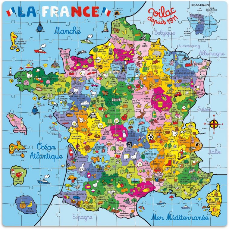 Vilac – 2603 – Puzzle – Carte De France En Valise – 144 encequiconcerne Carte De France Pour Les Enfants