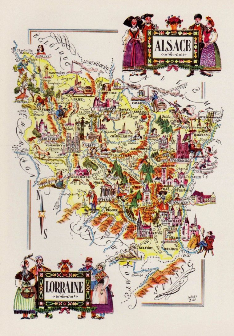 Vintage France Picture Map Of France Reprint Alsace pour Decoupage Region France