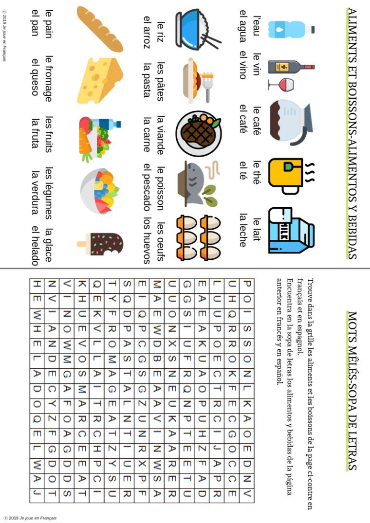 Vocabulaire En Mots Mêlés (Français-Espagnol) – Espagnol Cm2 avec Mots Mêlés Cm2