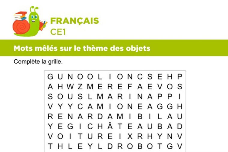 Vocabulaire, Mots Mêlés Sur Le Thème Des Objets à Jeux De Mot Mele Gratuit