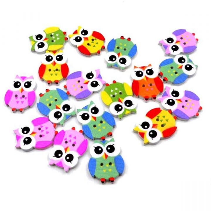 Vococal® 50 Pcs En Bois Dessin Animé Hibou Style Bricolage serapportantà Hibou Dessin Couleur