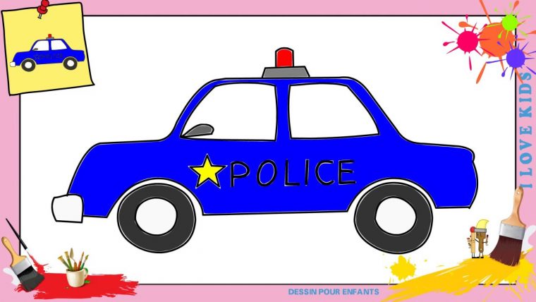 Voiture De Police Ouken 1Pc Cute Dessin Animé Bébé Voiture intérieur Jouet Pour Voiture Bébé