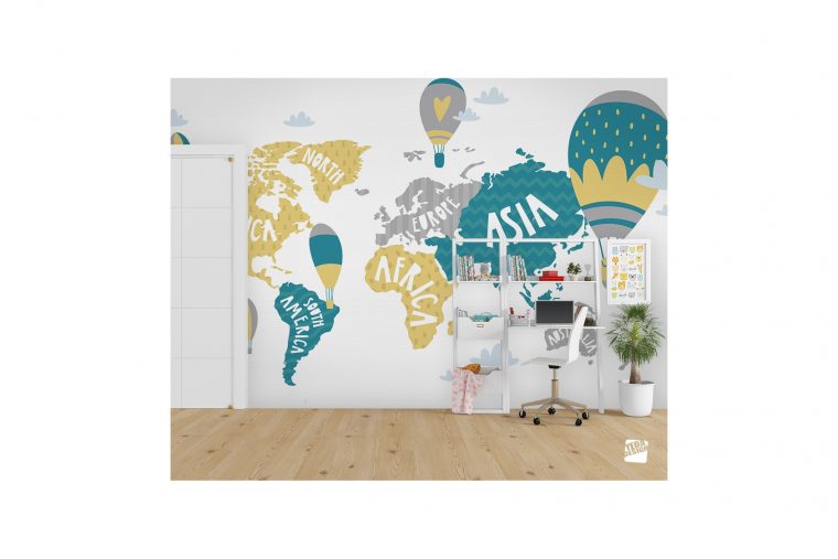 Yeda Design – Acheter Un Papier Peint Carte Du Monde Pour Chambre intérieur Carte Du Monde Pour Enfant