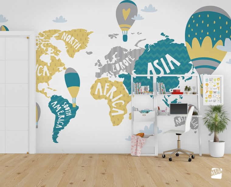 Yeda Design – Acheter Un Papier Peint Carte Du Monde Pour destiné Carte Du Monde Pour Enfant