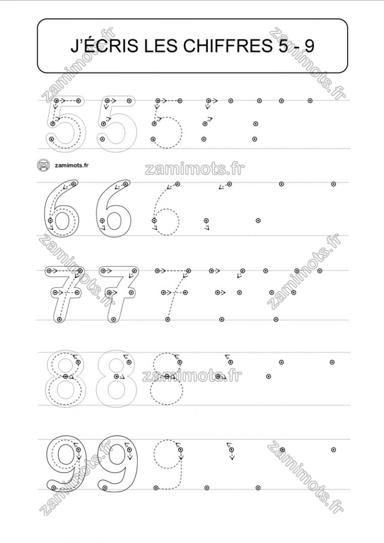 Zamimots – Fiches Pour L'apprentissage De L'écriture Des encequiconcerne Apprendre A Ecrire Les Chiffres