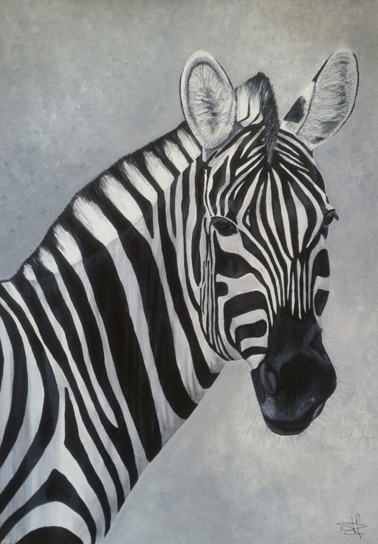 Zébre Noir Et Blanc. : Peintures Par D2L | Photo De Zebre à Dessin Noir Et Blanc Animaux