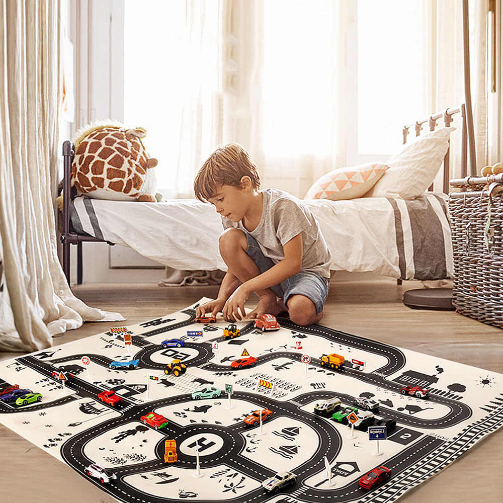 130*100Cm Tapis De Jeu De Parking Carte D'autoroute En serapportantà Jeux Pour Voiture Bébé