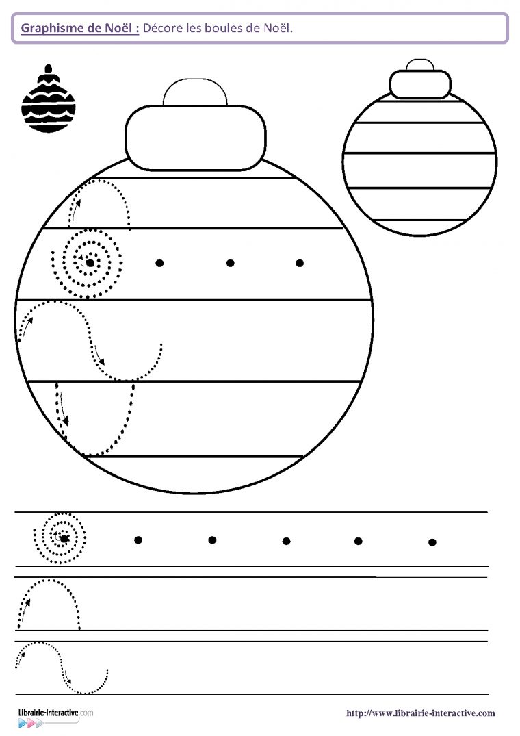 22 Fiches De Graphisme Sur Le Thème De Noël, Pour Les Élèves pour Exercice Graphisme Moyenne Section