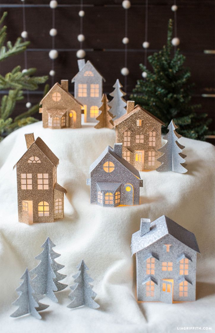 3D Paper Christmas Village | Maison De Noel, Deco Noel Et pour Papier Creche Noel