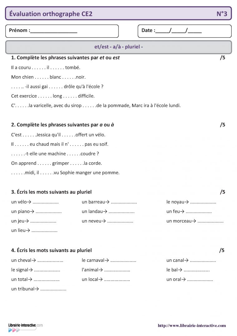 5 Évaluations Qui Pourront Servir De Bilan En Orthographe intérieur Exercice Cm1 Conjugaison À Imprimer