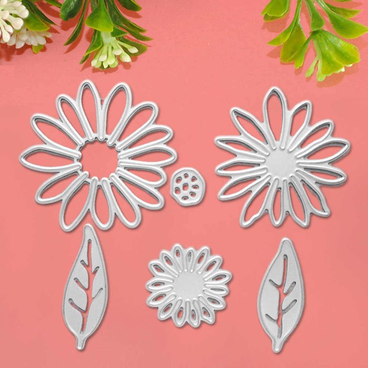 6 Pièces En Acier Au Carbone Métal Fleur Et Feuilles Gaufrage Matrices De  Découpe Pochoirs Modèles Moule Ensemble Pour Bricolage Scrapbooking Album dedans Fleurs À Découper