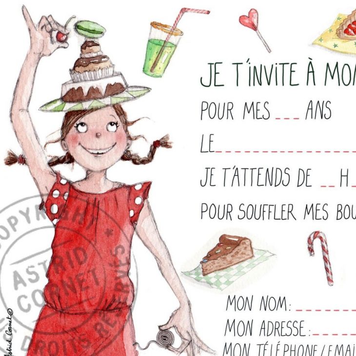 8 Cartes D'invitation Illustrée Pour Un Anniversaire De pour Jeux Fille 9 Ans Gratuit