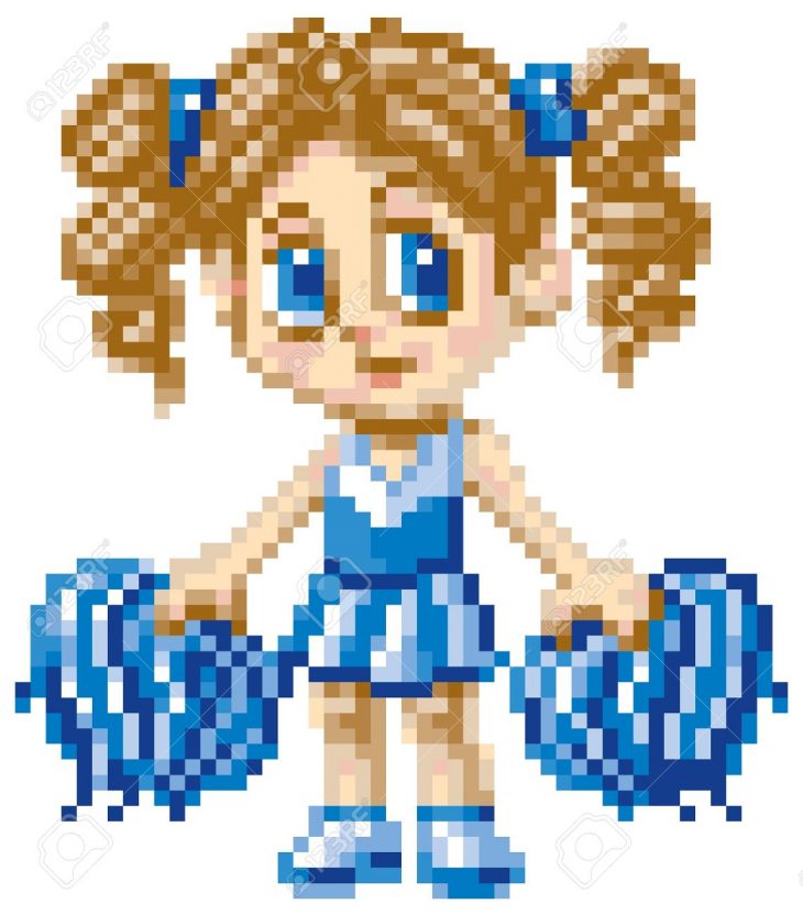 A Cheerleader Girl Illustrated In An Anime Or Manga Style, Rendered.. intérieur Pixel Art Facile Fille