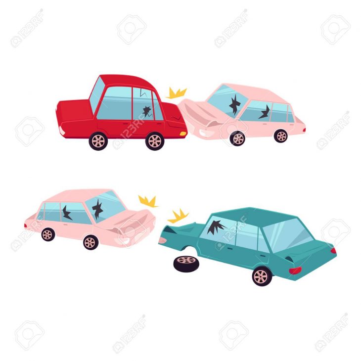 Accident De Voiture De Dessin Animé Plat Vecteur, Jeu De L'accident. Un  Véhicule A Perdu Sa Roue, Et Les Deux Ont Des Bosses, Des Verres Cassés,  Des pour Jeux De Accident De Voiture