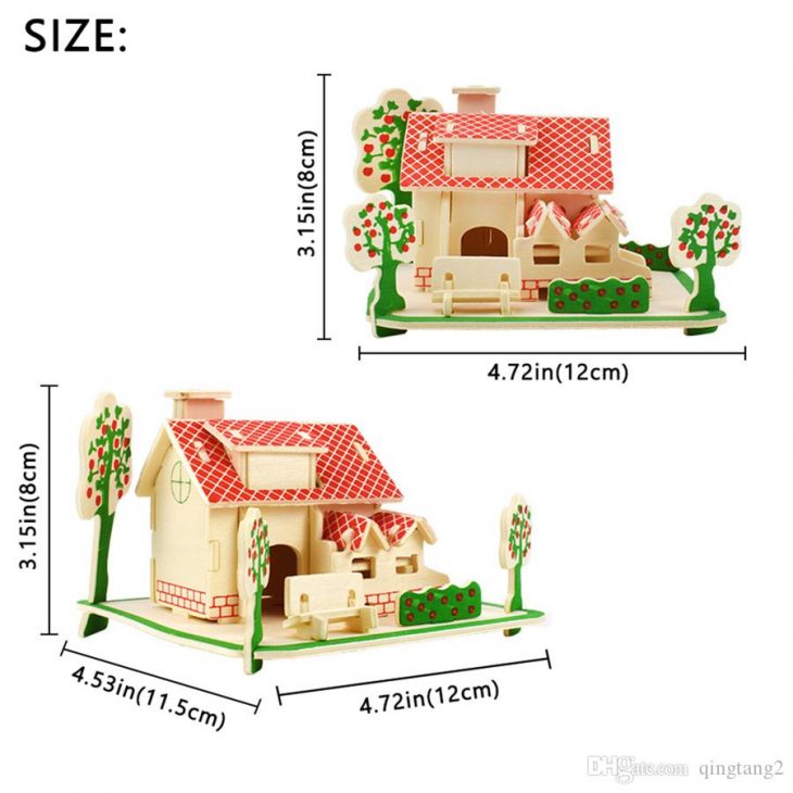 Acheter 3D En Bois Maison Puzzles Jouets Pour Enfants Bricolage Assemblé À  La Main Modèle De Construction Kits Éducatifs Loisirs Cadeau Décoration De pour Puzzle En Ligne Facile