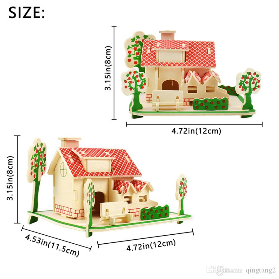 Acheter 3D En Bois Maison Puzzles Jouets Pour Enfants Bricolage Assemblé À  La Main Modèle De Construction Kits Éducatifs Loisirs Cadeau Décoration De pour Puzzle En Ligne Facile 